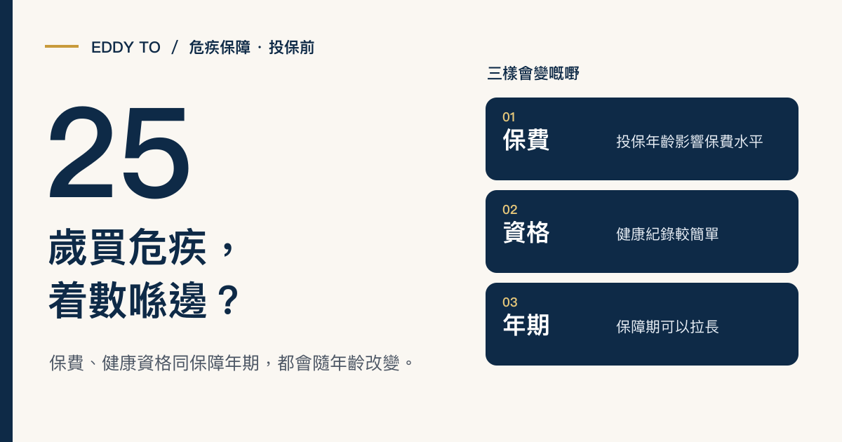 後生仔覺得自己唔會病？25 歲買危疾最着數嘅 3 個原因