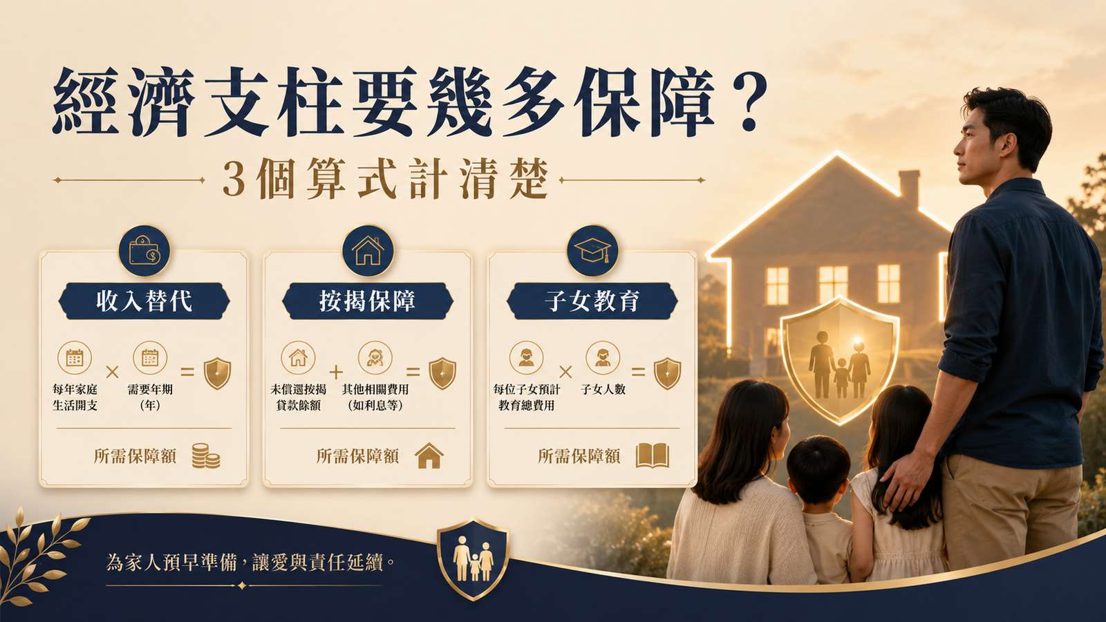 家庭經濟支柱，要買幾多保障先足夠？3 個實用算式