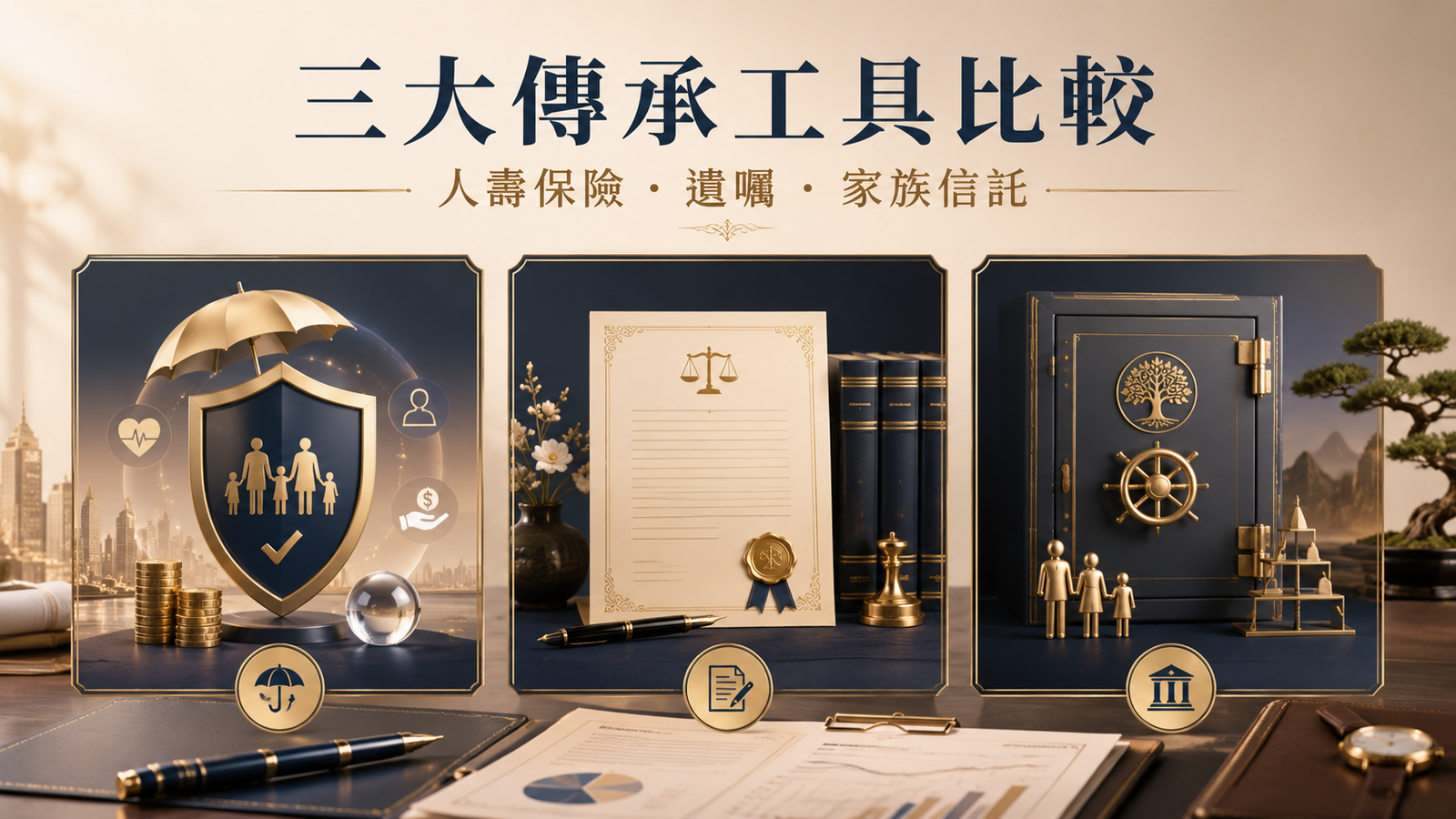 人壽保險、遺囑、家族信託：三大傳承工具實戰比較